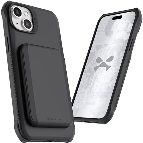 Ghostek Exec iPhone 15 Plus Wallet Case, Compatible with MagSafe Accessories, Detachable Magnetic Credit Card Holder, Kickstand (6.7 Inch, Black) von Ghostek