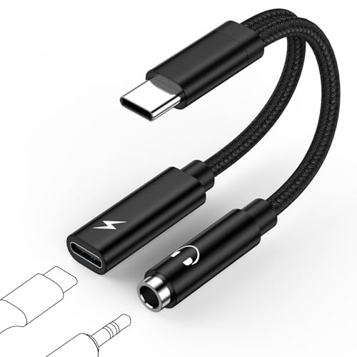 GiGreen USB C auf Klinke Adapter und Laden,2in1 USB Type C auf 3,5mm Klinke Kopfhörer Adapter und Laden,USB C zu Schnellladung Aux Audio für Samsung Galaxy S24 S23 A55 A35 A15,iPhone 16 Pro Max,Google von GiGreen