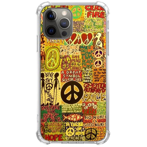 GialCenik Aesthetic Vintage Hippie Peace Hülle Kompatibel mit iPhone 16 Pro, Psychedelic Trippy Hülle für iPhone 16 Pro, Einzigartiges Trendiges Design TPU Bumper Cover Case von GialCenik