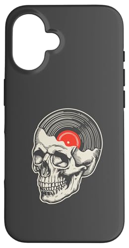 Music On My Mind Vinyl Record Skull Graphic Design Retro Hülle für iPhone 16 von Giant Step Design Co.