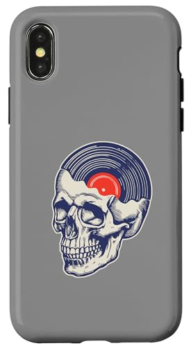 Music On My Mind Vinyl Record Skull Graphic Design Retro Hülle für iPhone X/XS von Giant Step Design Co.