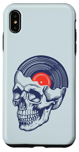 Music On My Mind Vinyl Record Skull Graphic Design Retro Hülle für iPhone XS Max von Giant Step Design Co.