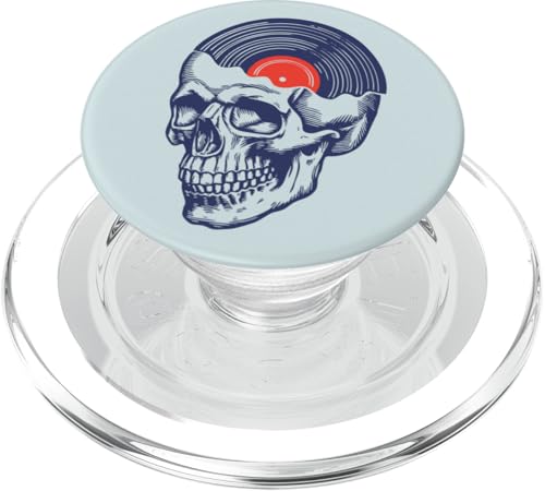 Music On My Mind Vinyl Record Skull Graphic Design Retro PopSockets PopGrip für MagSafe von Giant Step Design Co.