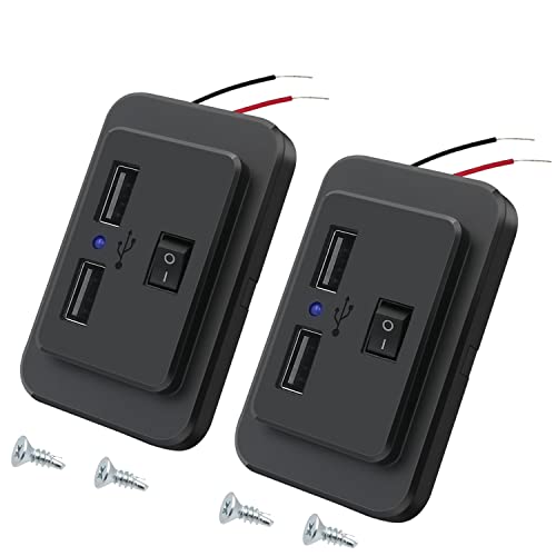 Giantdeer 2PCS 4.8A Dual USB 12V-24V Auto-Steckdose, 4.8A Dual USB Schnelllade-Steckdose mit ON/Off Schalter, für 12V Auto Bus ATV Schiff LKW(2 Stück) von Giantdeer