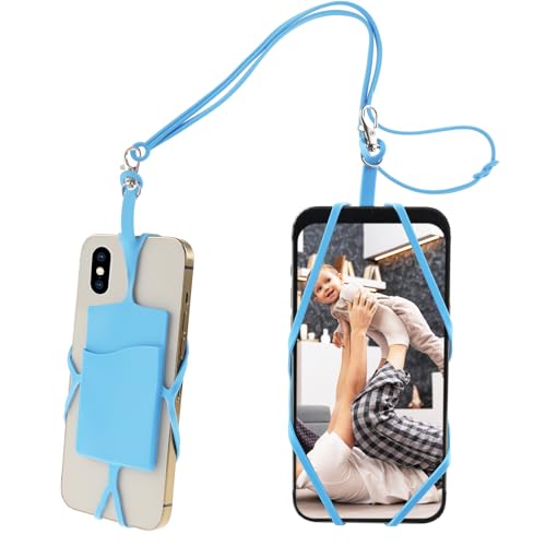 Giantree Handy Band zum Umhängen, Universeller Handy umhängeband Handykette Silikon Umhängeband mit Kartenfach Handy Schlüsselband Schutzhülle Abnehmbarem Umhängeband Phone Strap(Blau) von Giantree