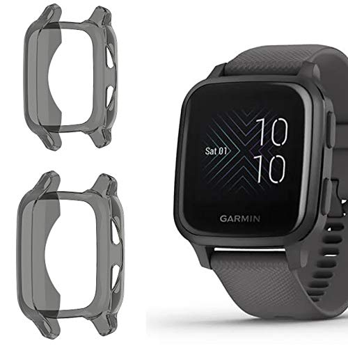 Giaogor Schutzhülle kompatibel Für Garmin Venu SQ, All-Around Case Ultra dünn TPU Schutz Hülle für Garmin Venu SQ Smartwatch (schwarz+schwarz) von Giaogor