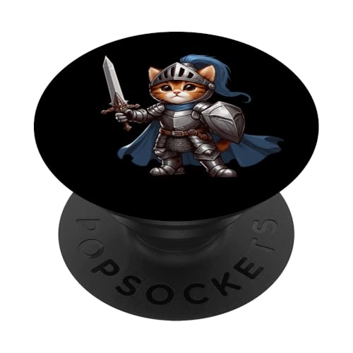 Brave Kitten Knight Süße Katze mit Schwert in Rüstung Entzückend PopSockets mit austauschbarem PopGrip von GibberShirt