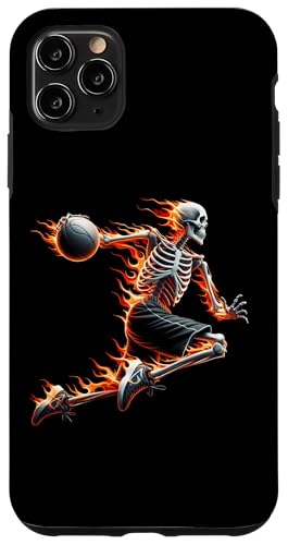 Hülle für iPhone 11 Pro Max Burning Bones Slam Dunking Skelett Spielen Basketball von GibberShirt