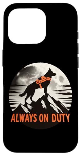 Hülle für iPhone 16 Pro Such- und Rettungshund-Silhouette "Always on Duty" Berg von GibberShirt