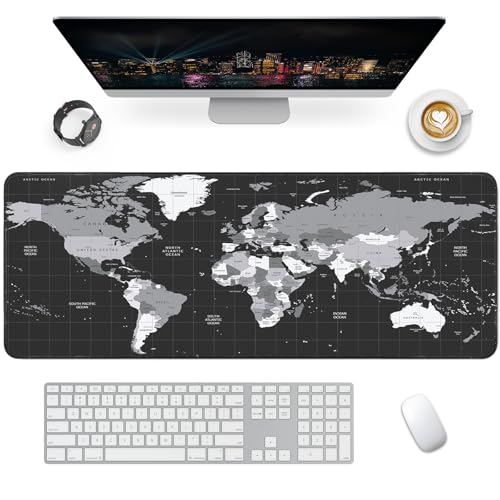 Giecy Gaming Mauspad XXL, Mousepad Groß 800x300mm,Schreibtischunterlage mit Rutschfester Gummibasis,Desk Mat für Tastatur, PC, Laptop(Weltkarte) von Giecy