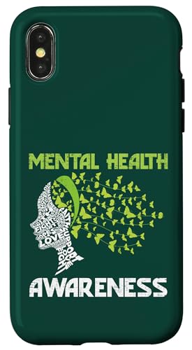 Monat zur Sensibilisierung für psychische Gesundheit Word Cloud Support Awareness Hülle für iPhone X/XS von Gift Mental Health Awareness Month Green Ribbon