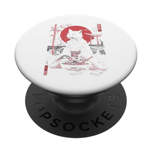 Anime Cat Ukiyo-E Ramen Vintage Japanisch PopSockets Klebender PopGrip von Gift for Cat Lovers Men Women