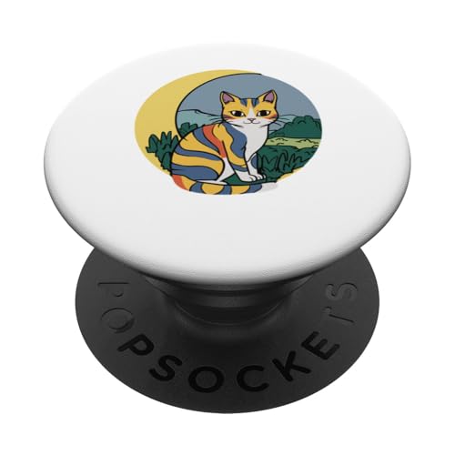 Cartoon Anime Katze Mond Kunstwerk für Kinder PopSockets Klebender PopGrip von Gift for Cat Lovers Men Women