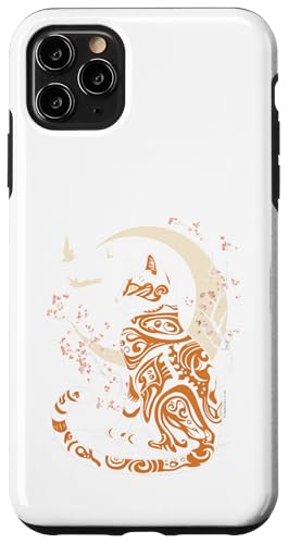 Hülle für iPhone 11 Pro Max Japanisches Muster Katze Mond Design Anime Männer Frauen Kinder von Gift for Cat Lovers Men Women