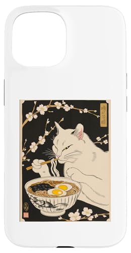 Hülle für iPhone 15 Vintage Anime Katze Kunst Essen Ramen japanischer Stil von Gift for Cat Lovers Men Women