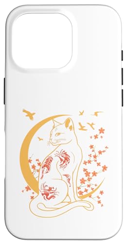 Hülle für iPhone 16 Pro Katze Mond Kunstwerk von Gift for Cat Lovers Men Women