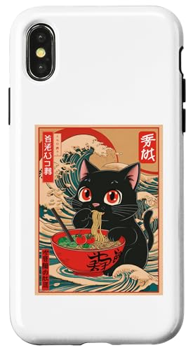 Hülle für iPhone X/XS Niedliche Anime-Katze, japanische Kunst, Ramen-Liebhaber von Gift for Cat Lovers Men Women