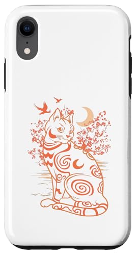 Hülle für iPhone XR Schöne Katze Mond Kunst Japanischer Anime von Gift for Cat Lovers Men Women