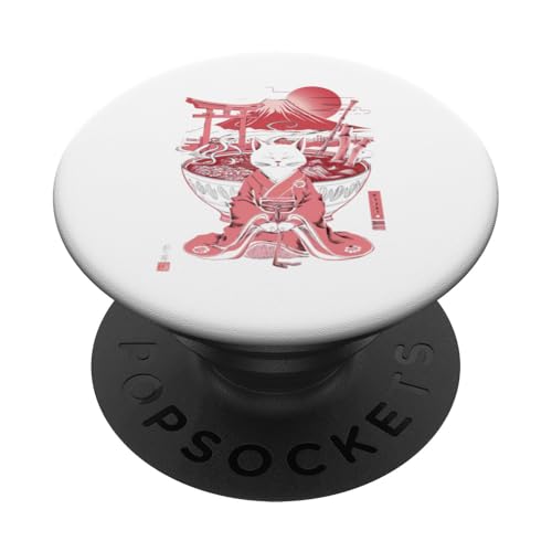 Japanische Vintage-Katze Anime Ramen PopSockets Klebender PopGrip von Gift for Cat Lovers Men Women