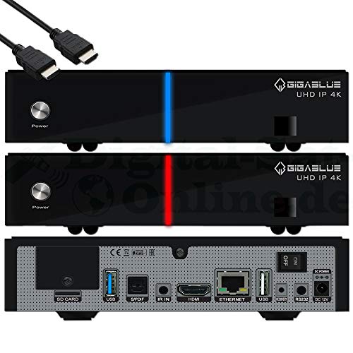 GigaBlue 4K UHD IP Box Multiroom Client - E2 IPTV Smart TV Box und Media Server mit PVR Funktion - optional zu DVBT2, digital Kabel- oder Sat IP Receiver erweiterbar, inklusive HDMI-Kabel von GigaBlue