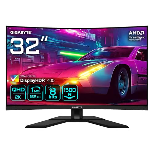 GIGABYTE M32QC 80,01cm 31,5Zoll 1500R VA 2560x1440 QHD 165Hz/OC 170Hz 350 cd/m2 HDR400 HDMI 2.0 x2 Display Port 1.2 x1 USB C x1, schwarz von Gigabyte