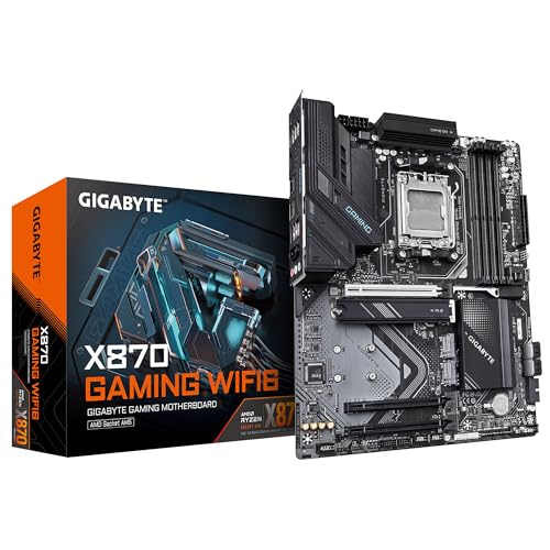 GIGABYTE X870 Gaming WIFI6 Motherboard - Unterstützt AMD Ryzen 9000 CPUs, 8+2+2 Phasen VRM, bis zu 8000MHz DDR5 (OC), 1x PCIe 5.0, Wi-Fi 6, 2.5GbE LAN, USB 4 von Gigabyte