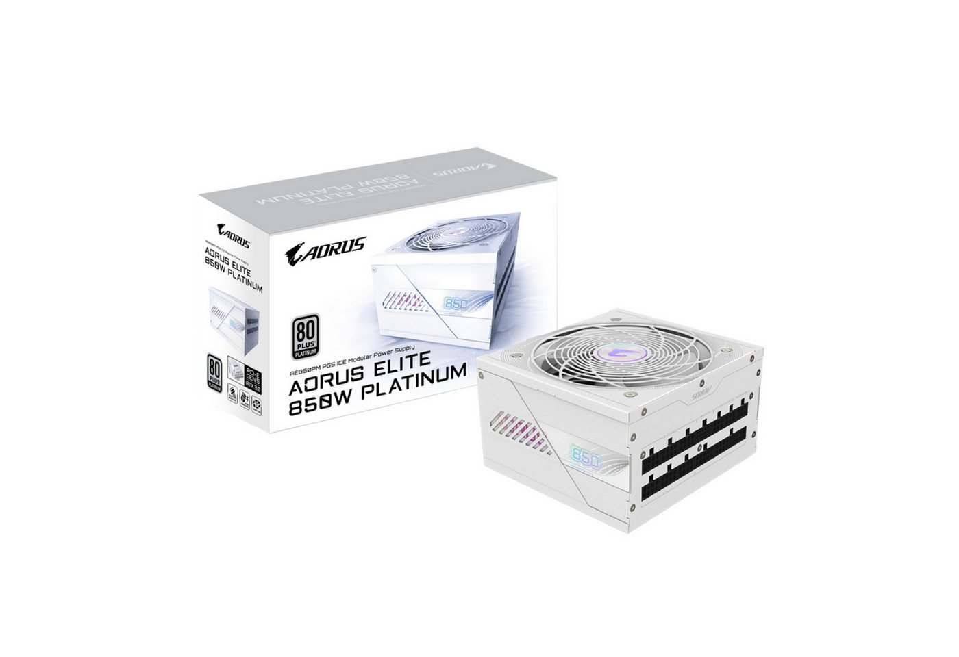 Gigabyte AORUS ELITE P850W ICE Netzteil - PCIe 5.0, 80 PLUS Platinum, Vollmodul Netzteil von Gigabyte