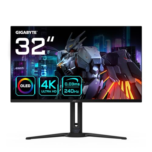 Gigabyte AORUS FO32U2 32” OLED Gaming Monitor - 3840 x 2160 (UHD), 240Hz, 0,03ms, KVM, 250 cd/m², FreeSync Premium Pro, DisplayHDR True Black 400, HDMI 2.1 von Gigabyte