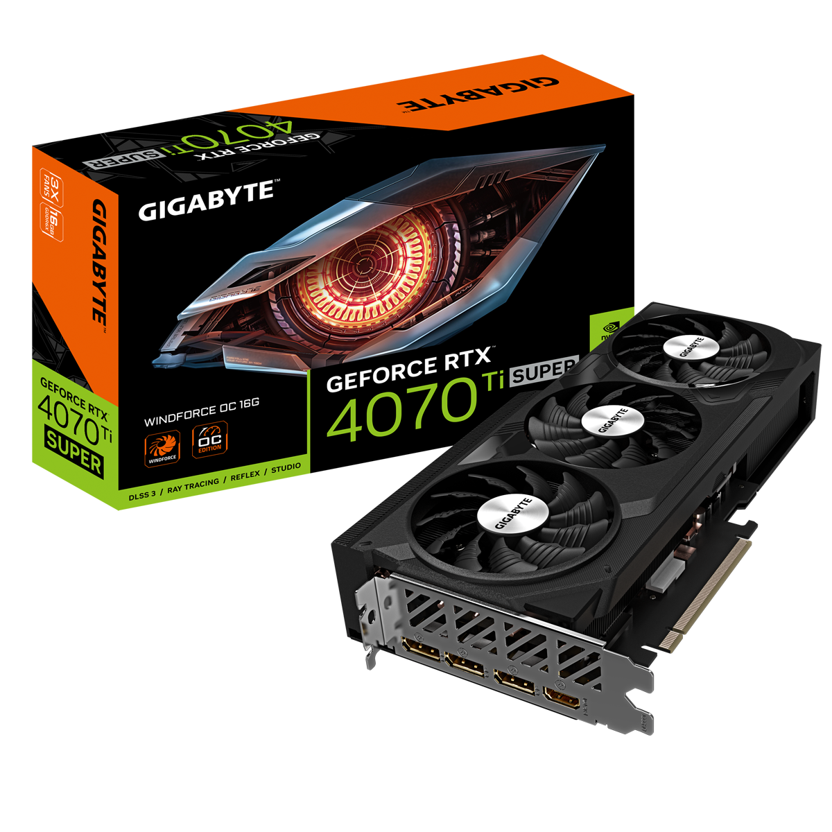 Gigabyte GeForce RTX 4070 Ti SUPER WINDFORCE OC 16GB - 16GB GDDR6X, 1x HDMI, 3x DP von Gigabyte