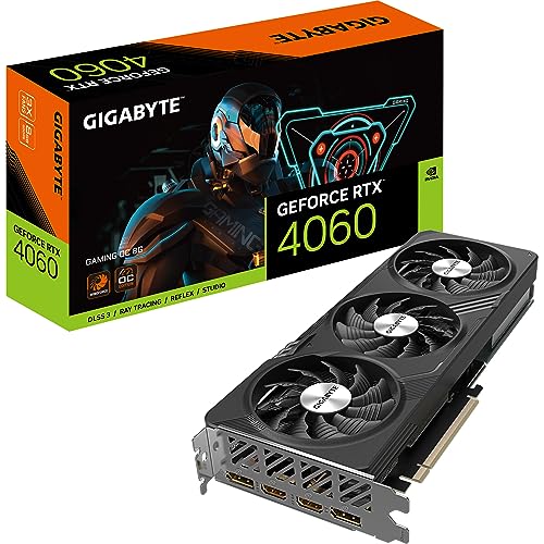 Gigabyte NVIDIA GeForce RTX 4060 GAMING OC Graphics Card - 8GB GDDR6, 128-bit, PCI-E 4.0, 2550MHz Core Clock, 2x DP 1.4, 2x HDMI 2.1a, NVIDIA DLSS 3 - GV-N4060GAMING OC-8GD von Gigabyte