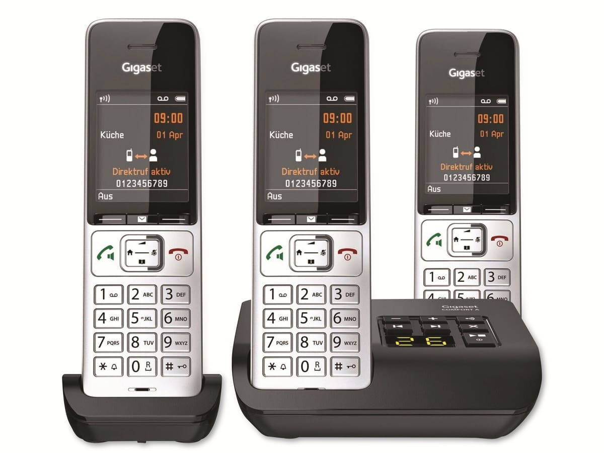 GIGASET Telefon Comfort 500A, trio, silber-schwarz von Gigaset