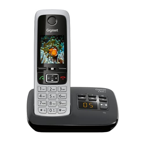 Gigaset C430A - Schnurloses DECT-Telefon mit Anrufbeantworter und Freisprechfunktion, klassisches Mobilteil mit TFT-Farbdisplay, schwarz-silber von Gigaset