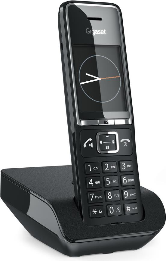 Gigaset COMFORT 550. Typ: Analoges Telefon, H�rertyp: Kabelloses Mobilteil. Freisprecheinrichtung, Telefonbuch Kapazit�t: 200 Eintragungen. Anrufer-Identifikation. Bildschirmdiagonale: 5,59 cm (2.2 Zoll). SMS (Kurznachrichtendienst). Produktfarbe: Schwarz. Anzahl enthaltener Handsets: 1 (S30852-H3001-B104) von Gigaset