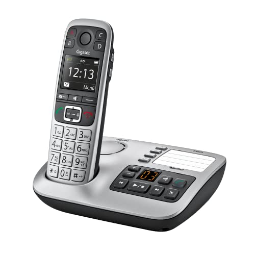 Gigaset E560A - Schnurloses Senioren DECT-Telefon - Mobilteil mit Anrufbeantworter - Farb-Display - Freisprechfunktion - Grosse Tasten - Telefon mit SOS Taste - Analog Telefon, platin von Gigaset