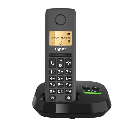 Gigaset Pure 120A - Schnurloses DECT-Telefon mit Anrufbeantworter - ECO DECT - Anrufschutz - beleuchtetes Display - hörgerätekompatibel, anthrazit schwarz [Kompatibel in DE, IT, FR, NL, BE, Che, AUT] von Gigaset