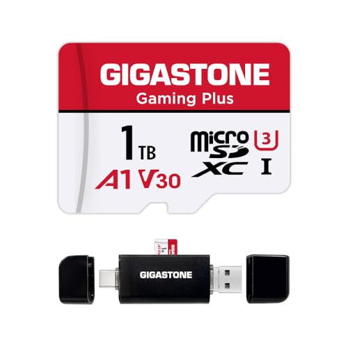 [Gigastone] 1TB Micro SD Karte mit USB Typ C Kartenleser, Gaming Plus, MicroSDXC Speicherkarte für Nintendo Switch, 4K Videoaufnahme, UHS-I A1 U3 V30 C10, bis zu 150 MB/s, mit Adapter von Gigastone