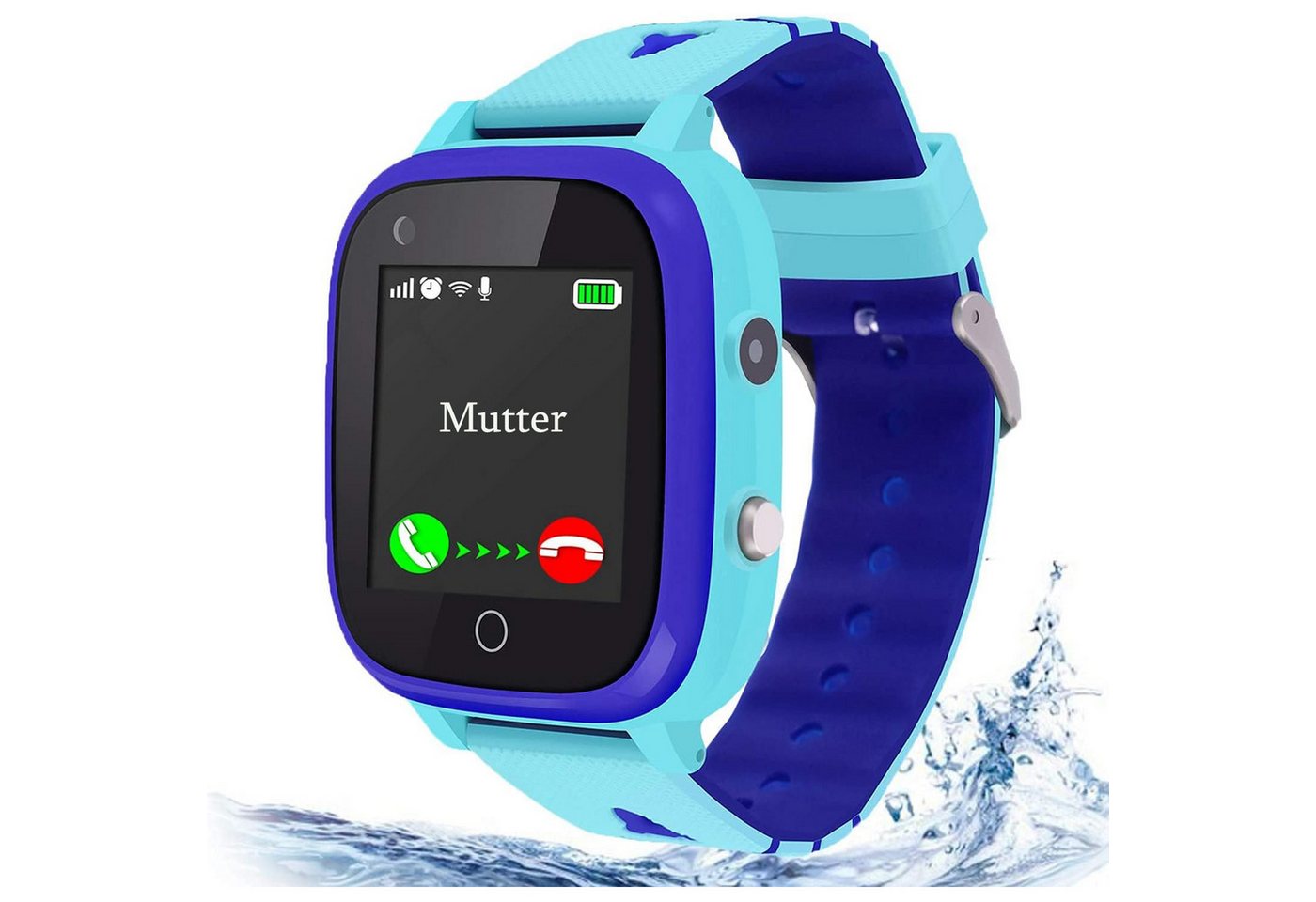 Gigicial Kinder-Smartwatch, Wasserdicht, 2G, mit SOS, Kamera, 7 Puzzlespiele Smartwatch von Gigicial