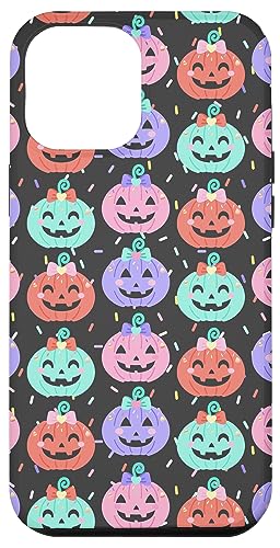 Hülle für iPhone 15 Pro Max Happy Halloween Kürbisse Rosa Orange Lila Mint Schwarz Niedlich von Gildel Design