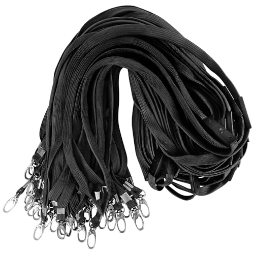 Gimars 50 Stück Schlüsselband mit Sicherheitsverschluss, 45cm Lanyards mit Swivel Schließe für ID Ausweishalter Namensschilder, Baumwolle Umhängeband für Büro, Schule, Krankenhäuse (Schwarz) von Gimars