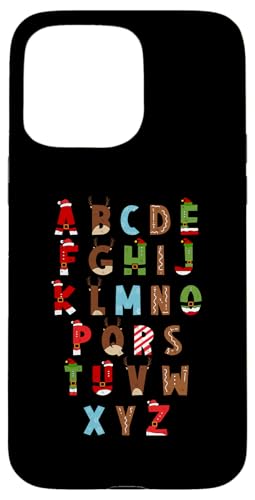 Hülle für iPhone 15 Pro Max Alphabet Weihnachten Alphabet ABC Weihnachtsbeleuchtung Lehrer von Gingerbread Christmas Alphabet ABC Teacher Learn