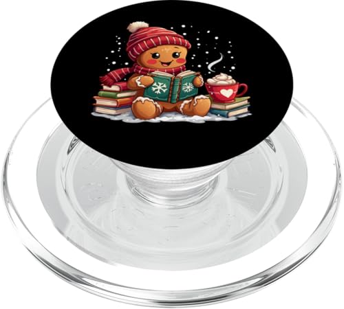 Cozy Lebkuchen-Lesebuch für Liebhaber, Weihnachten, Bücherwurm, Bibliothekar PopSockets PopGrip für MagSafe von Gingerbread Reading Book Teacher Bookish Library