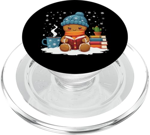 Niedliches gemütliches Lebkuchen-Lesebuch für Liebhaber, Weihnachtslebkuchen PopSockets PopGrip für MagSafe von Gingerbread Reading Book Teacher Bookish Library