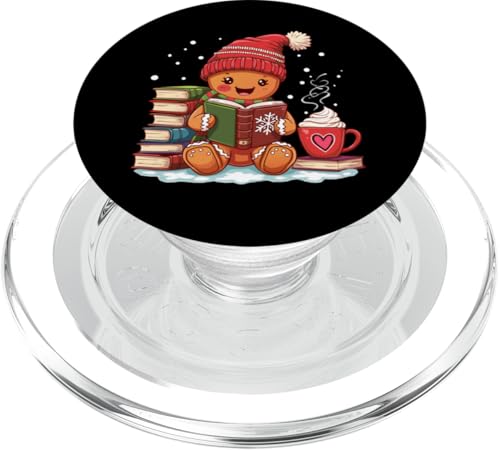 Niedliches gemütliches Lebkuchen-Lesebuch für Liebhaber, Weihnachtslebkuchen PopSockets PopGrip für MagSafe von Gingerbread Reading Book Teacher Bookish Library