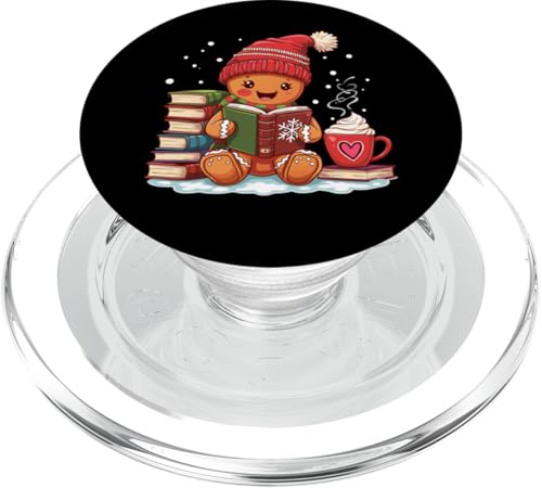 Niedliches gemütliches Lebkuchen-Lesebuch für Liebhaber, Weihnachtslebkuchen PopSockets PopGrip für MagSafe von Gingerbread Reading Book Teacher Bookish Library