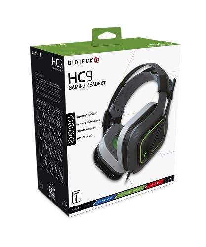Gioteck - HC-9 Wired Gaming Headset for Xbox Series X/S, PS5, PS4, Switch, PC (Black/Green) von Gioteck
