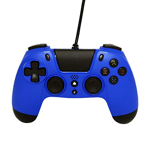 Gioteck - VX4 Blauer Verkabelter Controller für PS4 und PC Gamepad, Joystick Ergonomisches Design, Playstation-Layout mit Audio-Port/Jack 3,5MM, blau, VX4PS4-42-MU von Gioteck
