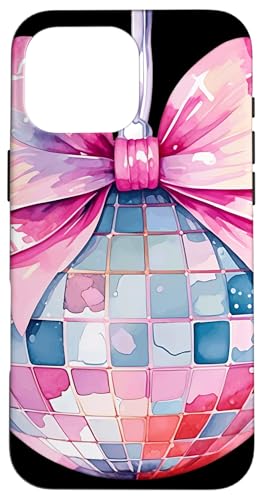 Coquette Bow Discokugel Hülle für iPhone 16 Pro Max von Girl Pink Bow Girly Y2K Women Girl