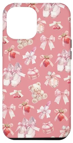 Hülle für iPhone 14 Plus Niedliches Bären- und Balletttanzschuhmuster, Korallenrosa von Girly rosa Bänder und Schleifenmuster