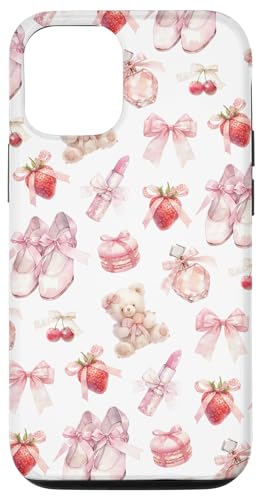 Hülle für iPhone 14 Pro Niedliches Bären- und Balletttanzschuhmuster, weißer von Girly rosa Bänder und Schleifenmuster