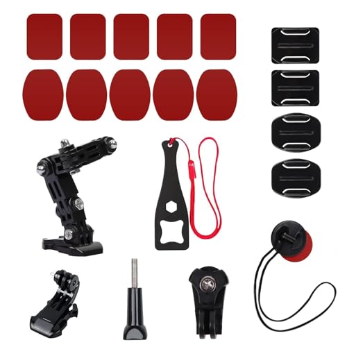 GisWell 20-teiliges Kamera Helm Halterung Zubehör Kit,Motorradhelm Action Cam Halterung, Helmet Mount 3M für Gopro, inklusive 3M Aufkleber,für Action-Kameras, für Motorrad- und Fahrradhelme von GisWell